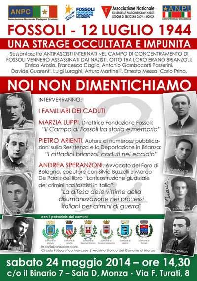 ANPI Monza - manifesto Fossoli, 12 Luglio 1944