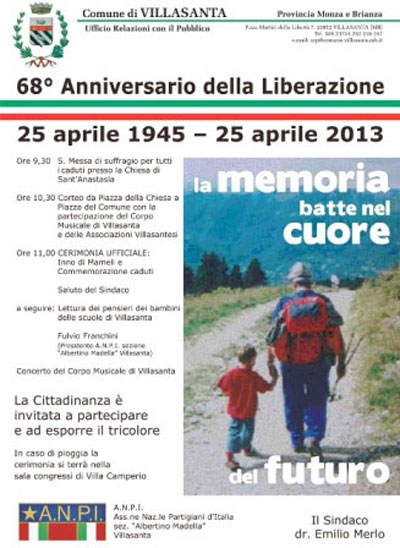 25 Aprile - manifesto Comune di Villasanta
