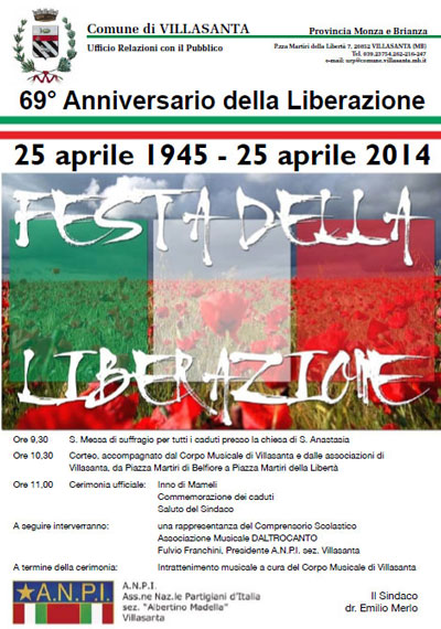 25 Aprile - manifesto Comune di Villasanta