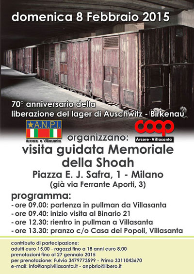 ANPI Villasanta - manifesto e flyer Visita al Memoriale della Shoa
