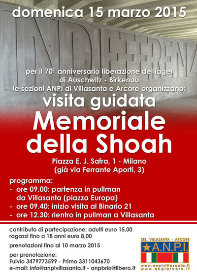 ANPI Villasanta - manifesto e flyer Visita al Memoriale della Shoa