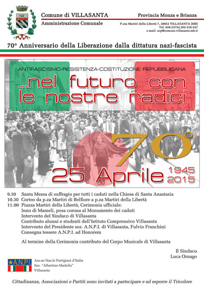 25 Aprile - manifesto Comune di Villasanta