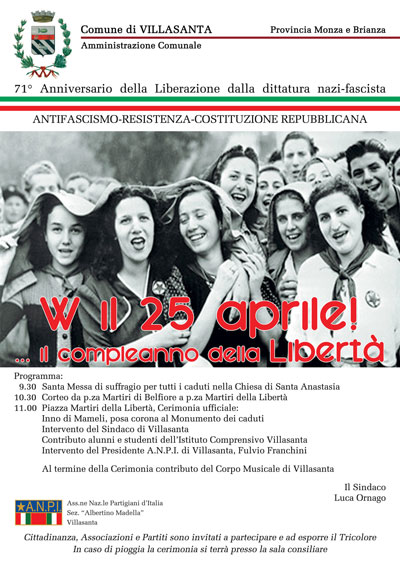 25 Aprile - manifesto Comune di Villasanta
