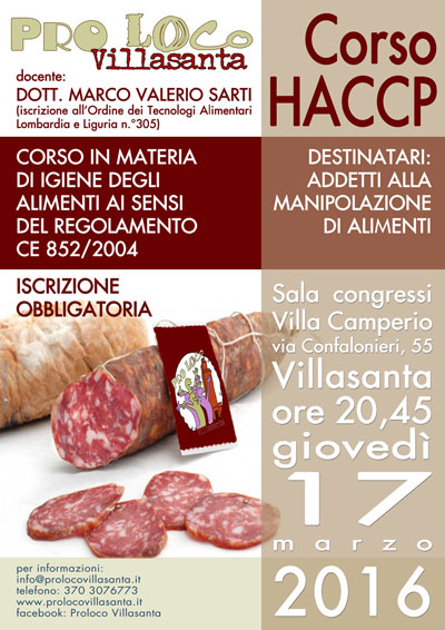 Proloco - manifesto corso HACCP